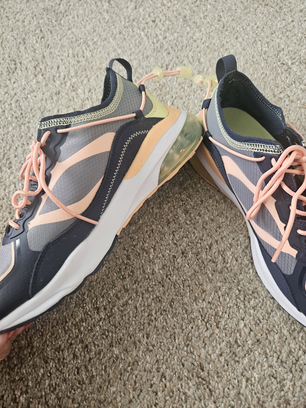 Fabletics Women's Gray and Peach Lace-Up Athletic Sneakers